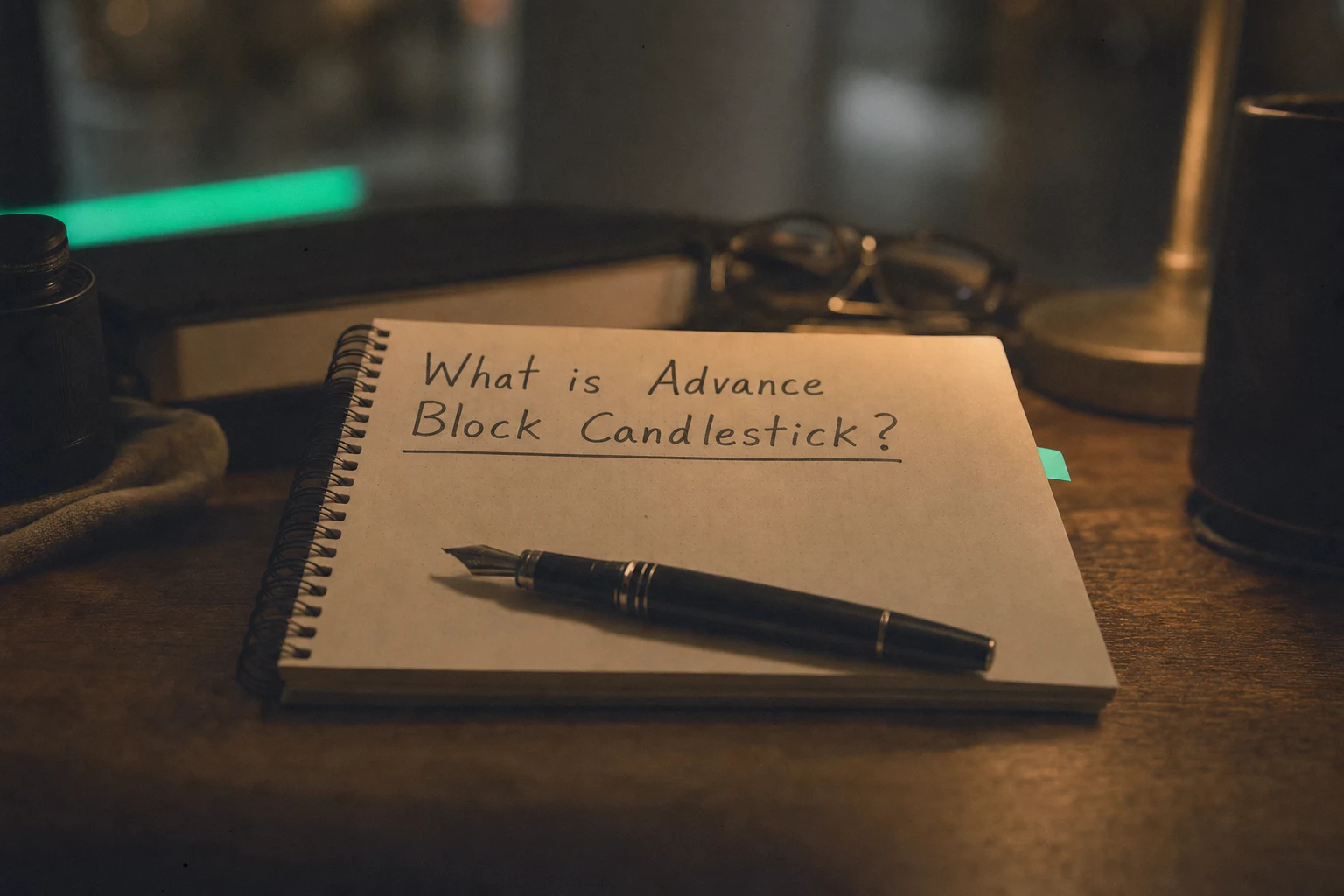 advance block candlestick pattern — editorial hero illustration
