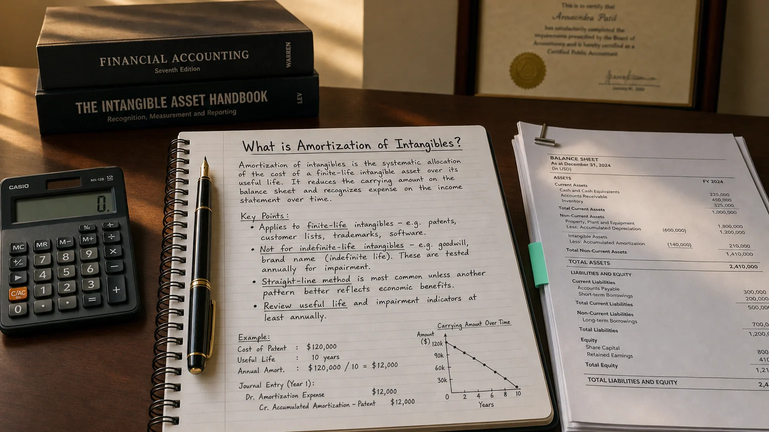 amortization of intangibles in income statement — editorial hero illustration