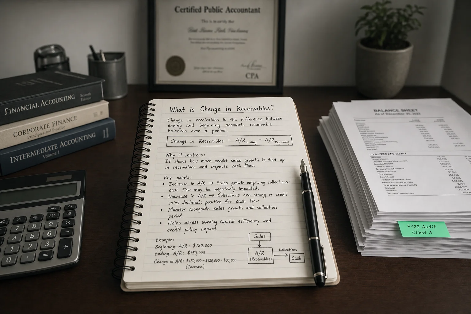 change in receivables — editorial hero illustration