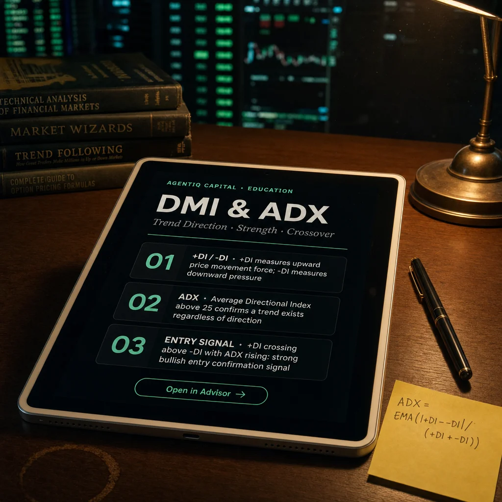 directional movement index dmi and adx — concept illustration