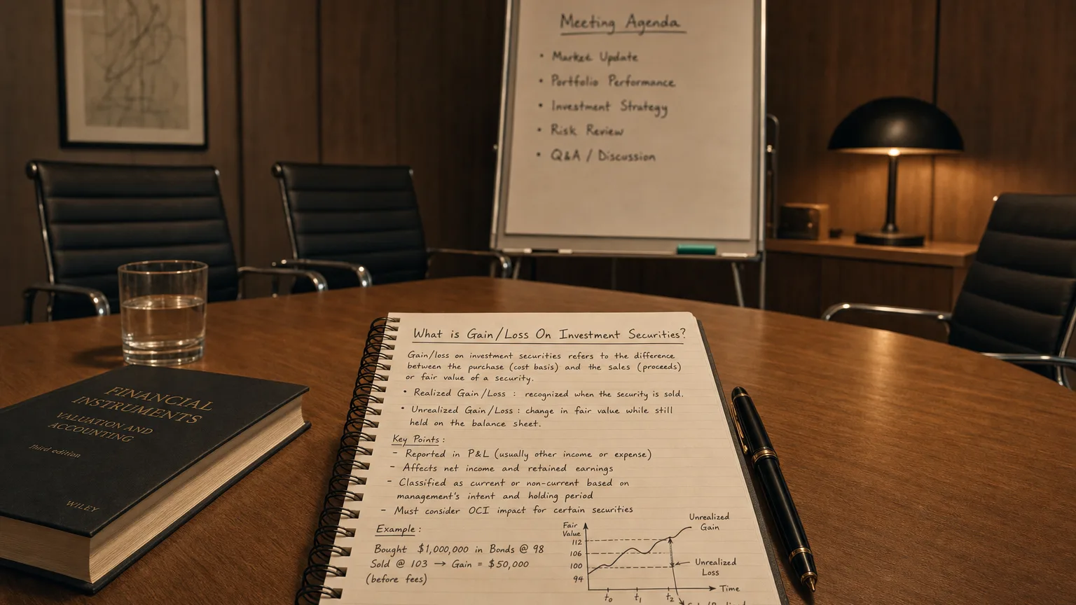 gain/loss on investment securities — editorial hero illustration