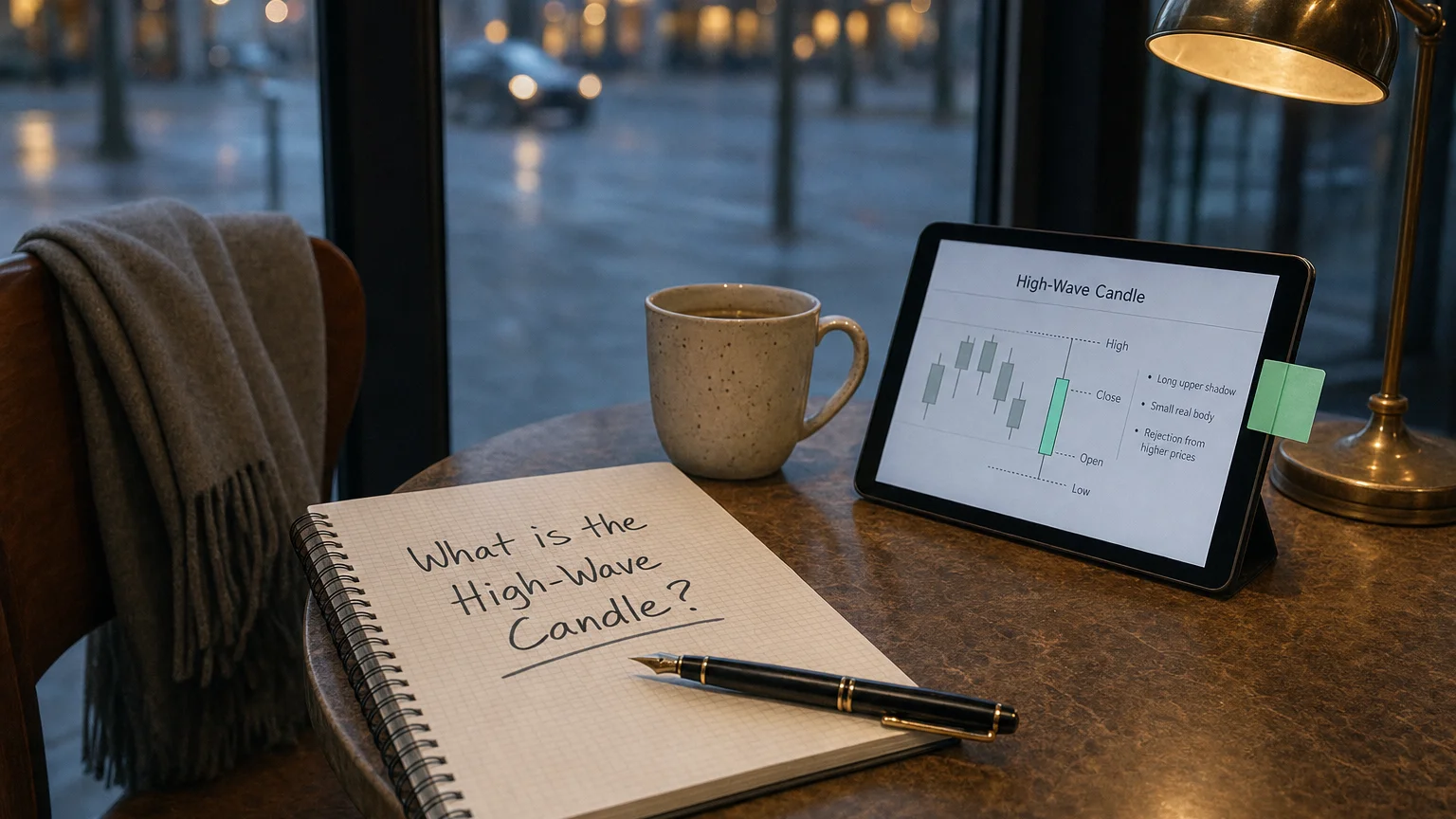 the high-wave candle: riding the tides of market indecision — editorial hero illustration