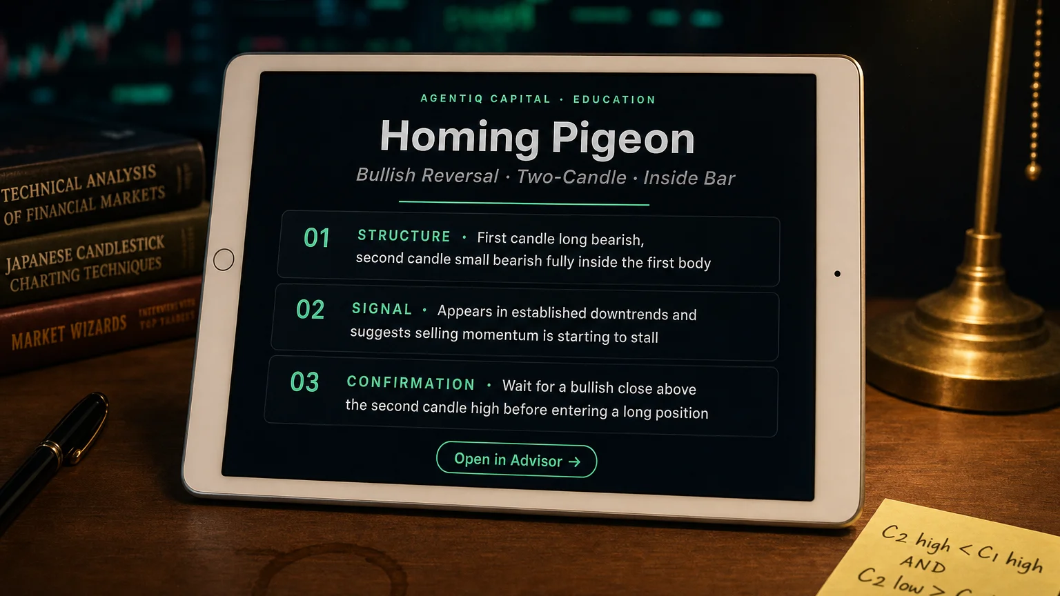 homing pigeon candlestick — concept illustration
