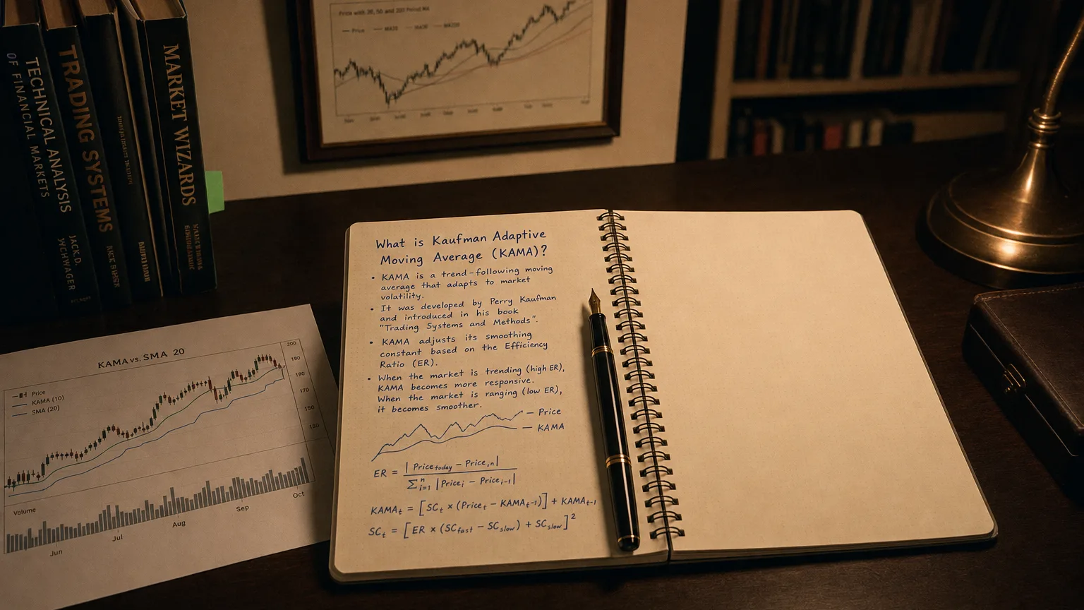 kaufman adaptive moving average (kama) — editorial hero illustration