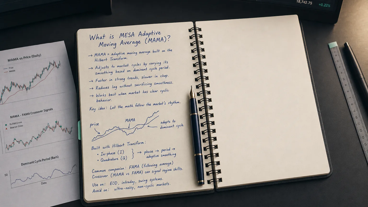 mesa adaptive moving average (mama) — editorial hero illustration