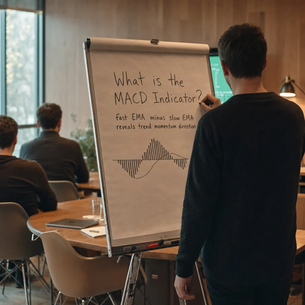 moving average convergence / divergence (macd) indicator — editorial hero illustration