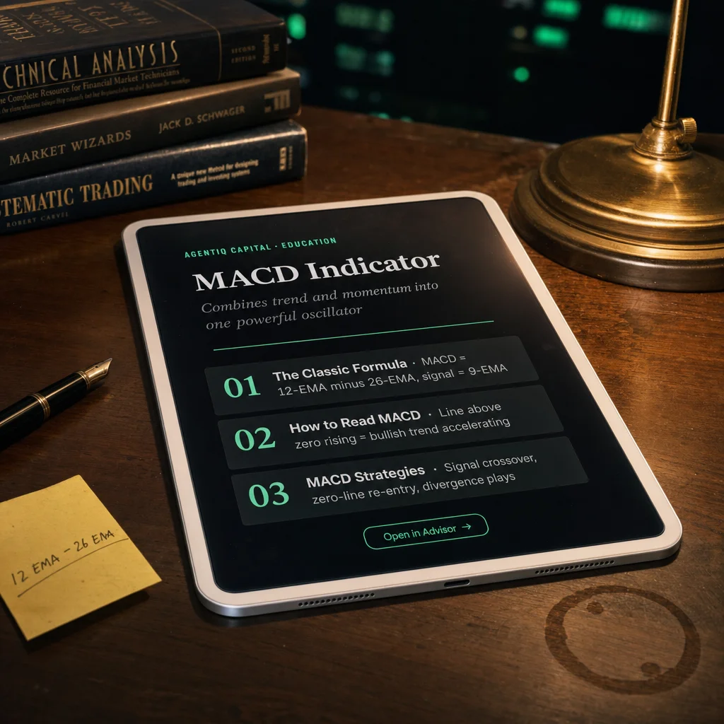 moving average convergence / divergence (macd) indicator — illustrative concept image