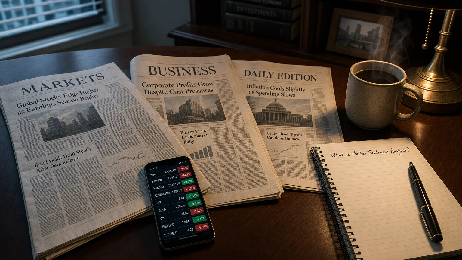 market sentiment analysis — editorial hero illustration