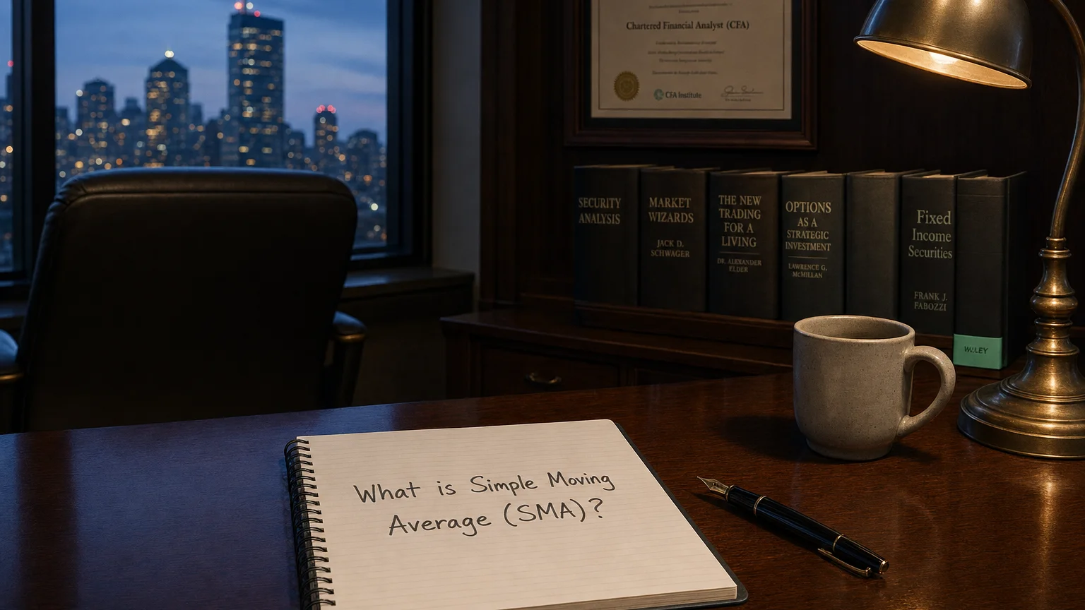 simple moving average (sma) — editorial hero illustration