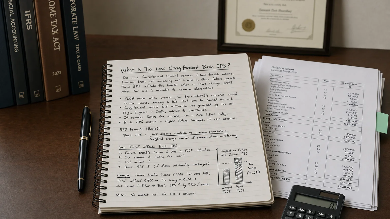 tax loss carryforward basic eps — editorial hero illustration