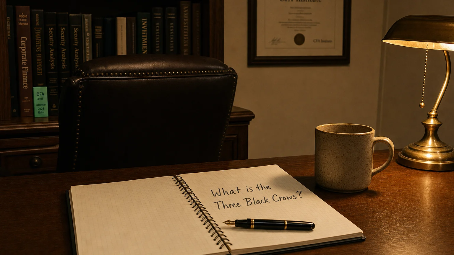 the three black crows: a bearish march downward — editorial hero illustration