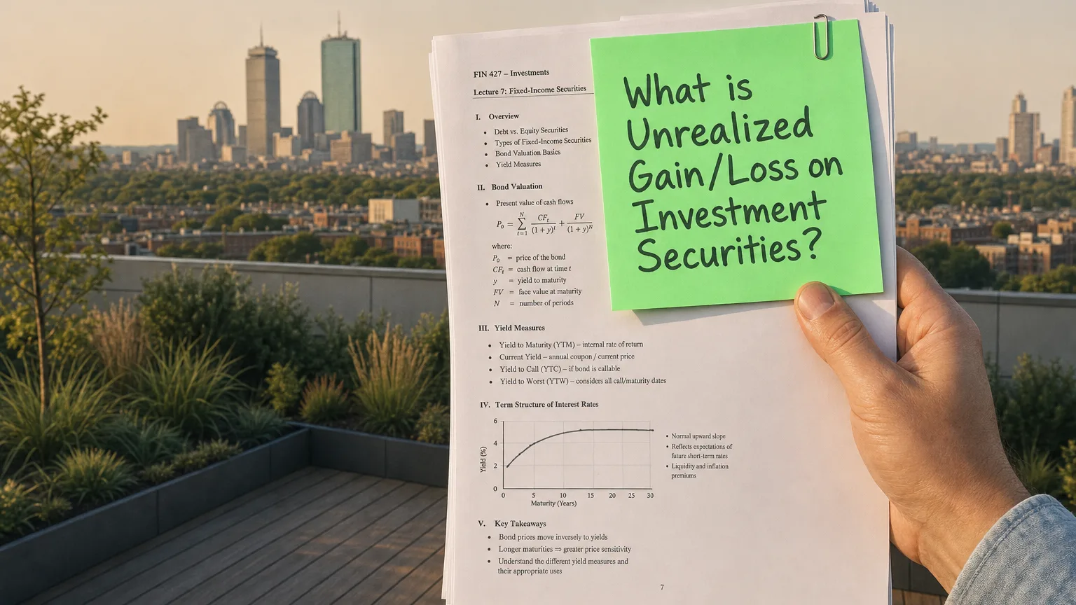 unrealized gain/loss on investment securities — editorial hero illustration